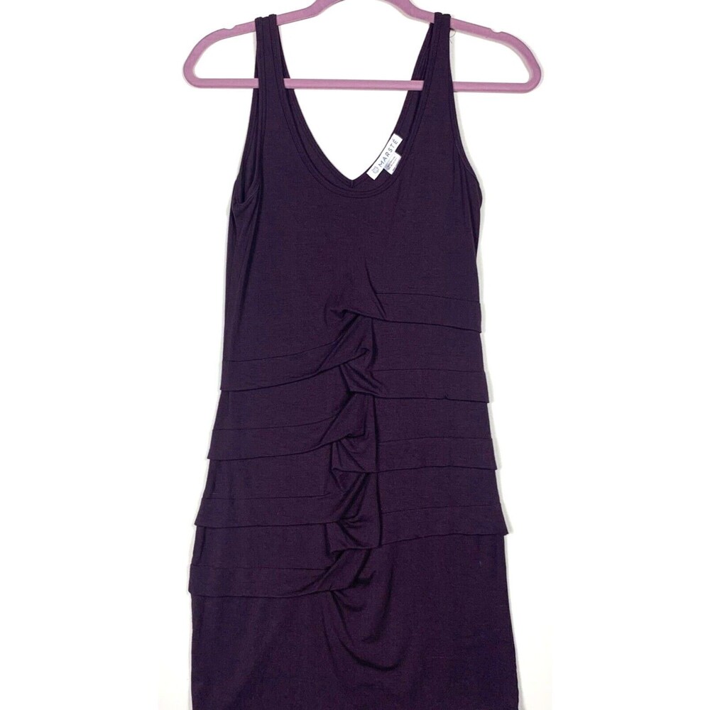 Marste Purple Womens 8 10 Medium Dress Ruched Front Sleeveless Body Skimming
